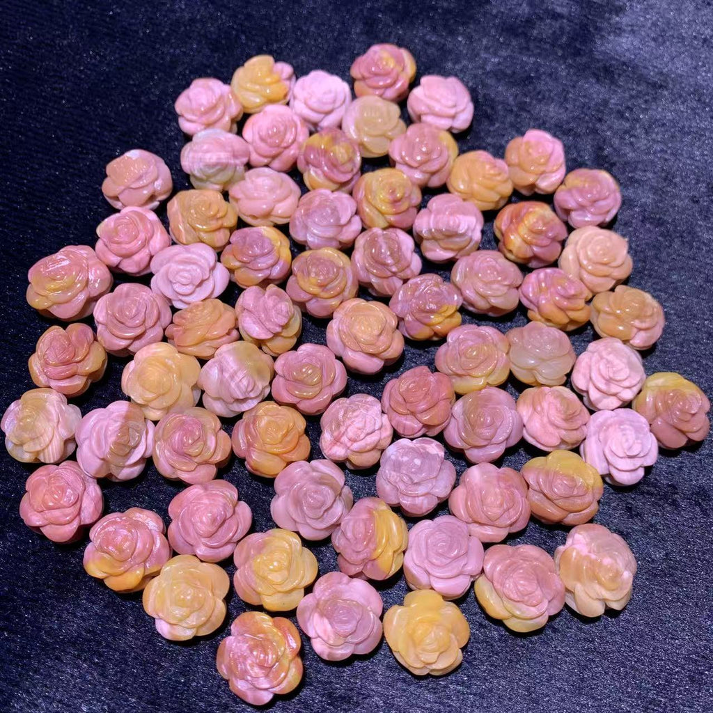 Natural Alashan Agate Pink Mango Double Sided Flower charms