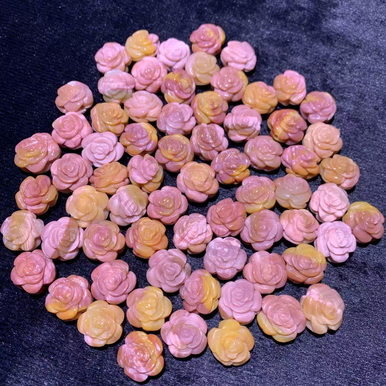 Natural Alashan Agate Pink Mango Double Sided Flower charms