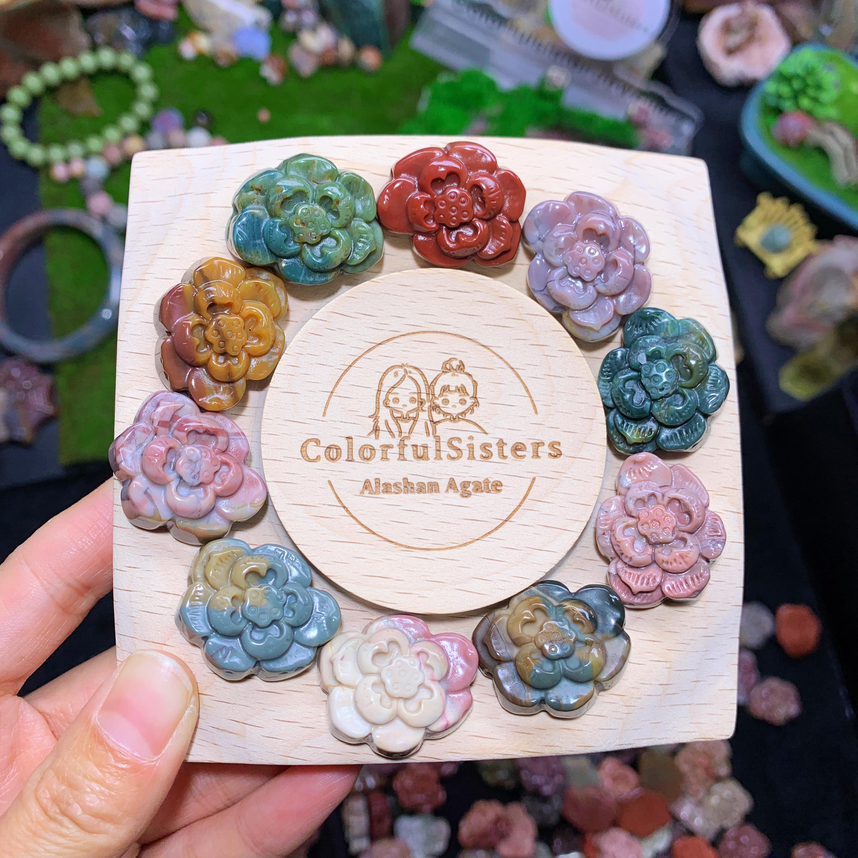 【5PCS】Alashan Agate  flowers charms （als-p04）