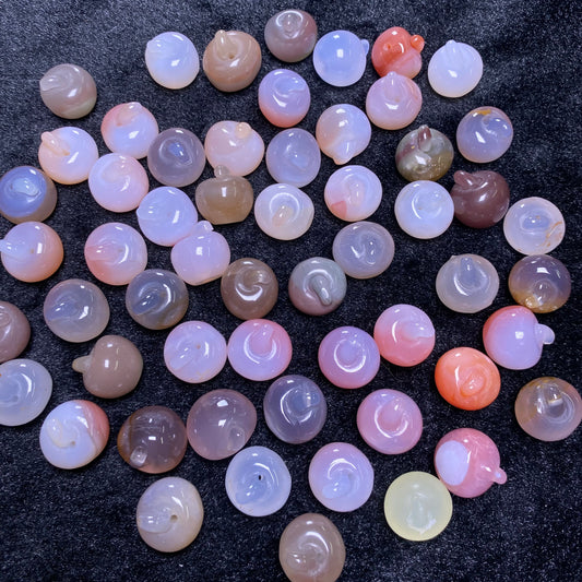 Natural Alashan Agate Carved Apple