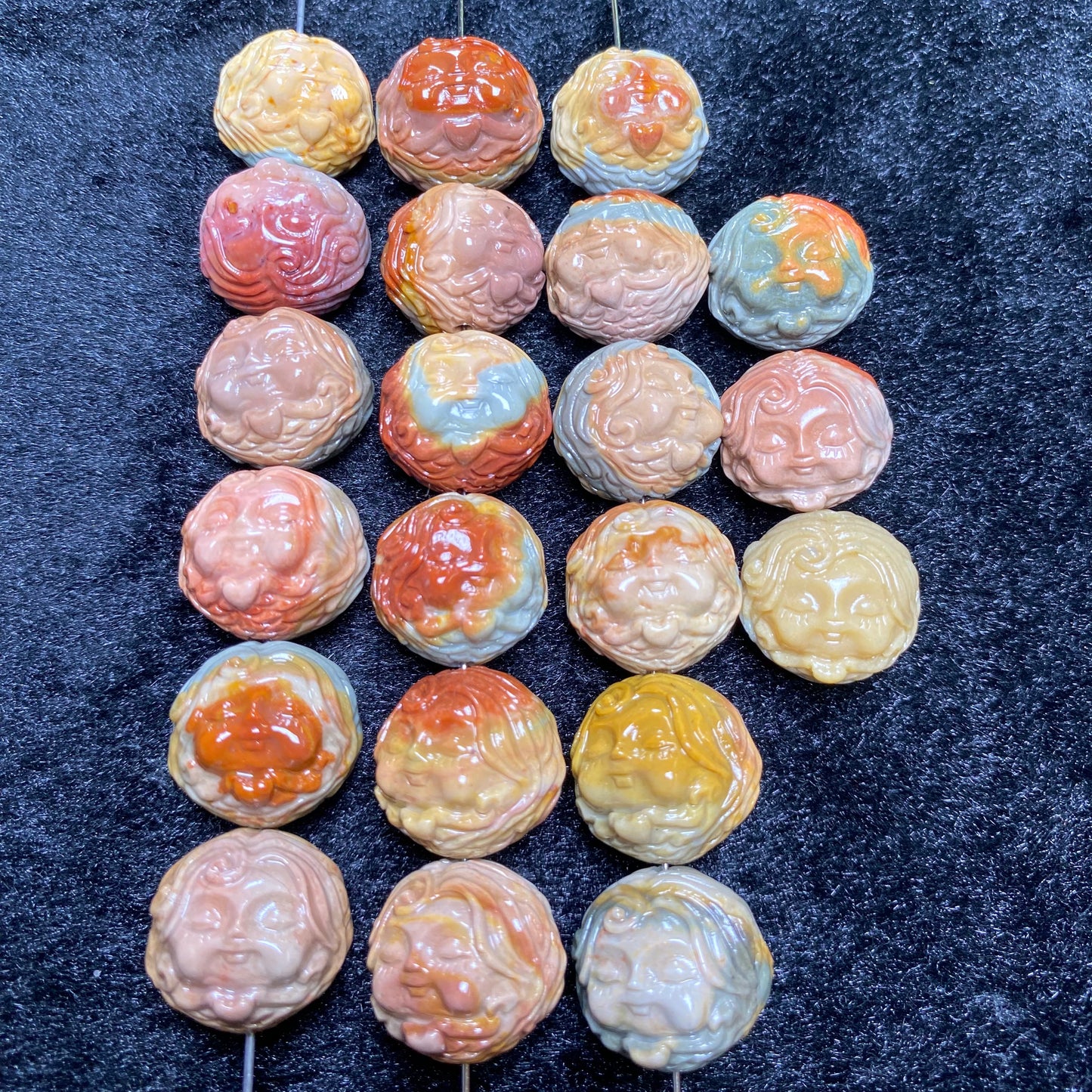 Natural Alashan Agate Mermaid Head Carving Decoration