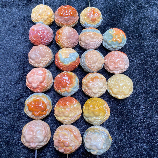 Natural Alashan Agate Mermaid Head Carving Decoration