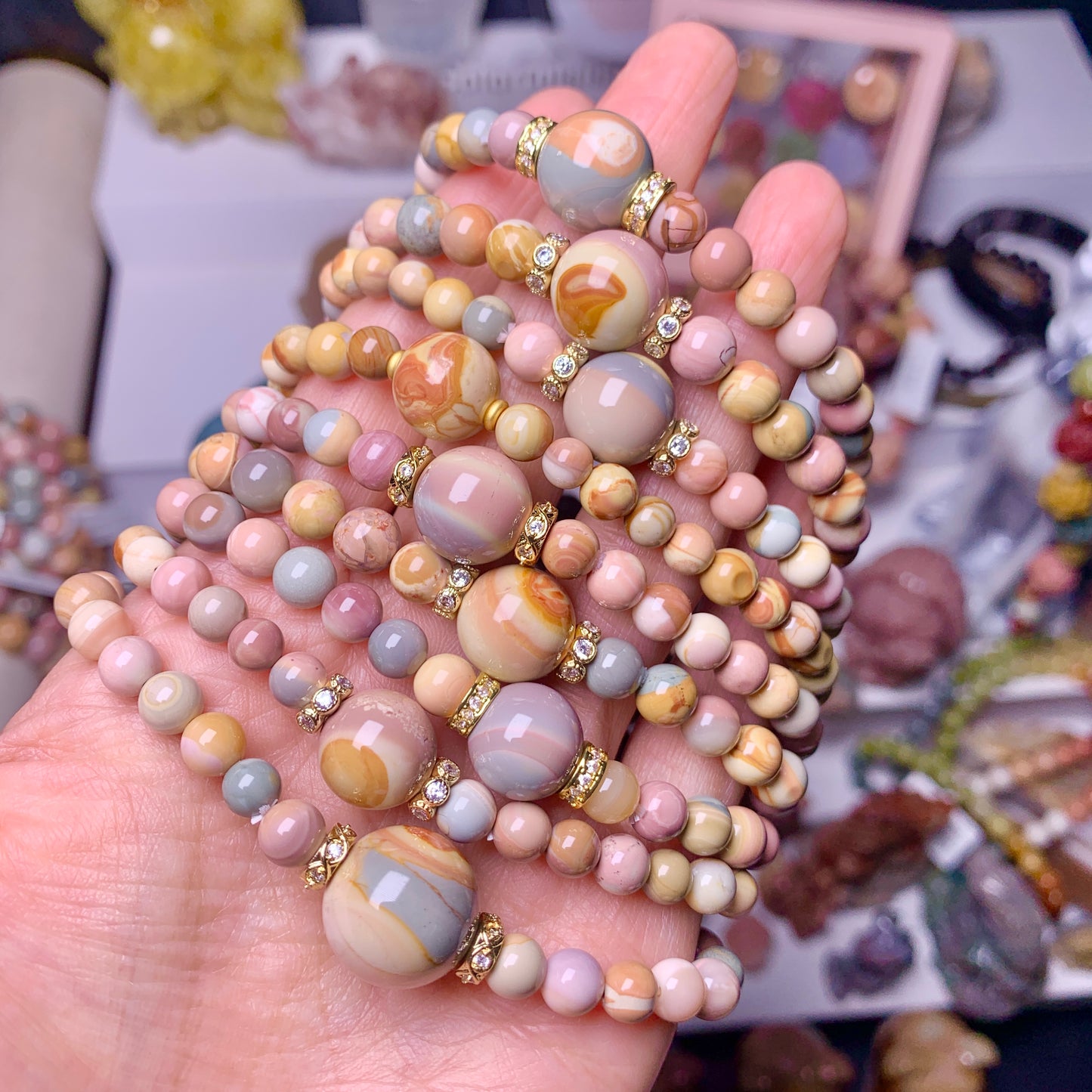 【Alashan agate bracelets】Colored caramel agate beads design