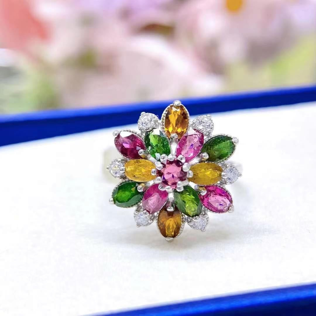 Tourmaline Flower Ring