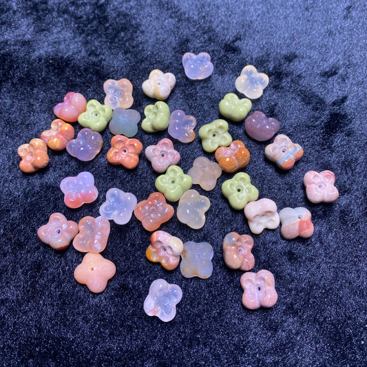 Natural Agate Laurel Flower Carved charms