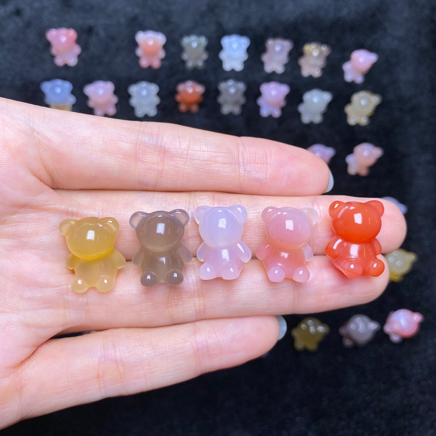 Natural Alashan Agate Jade-like Bear Carving Charms