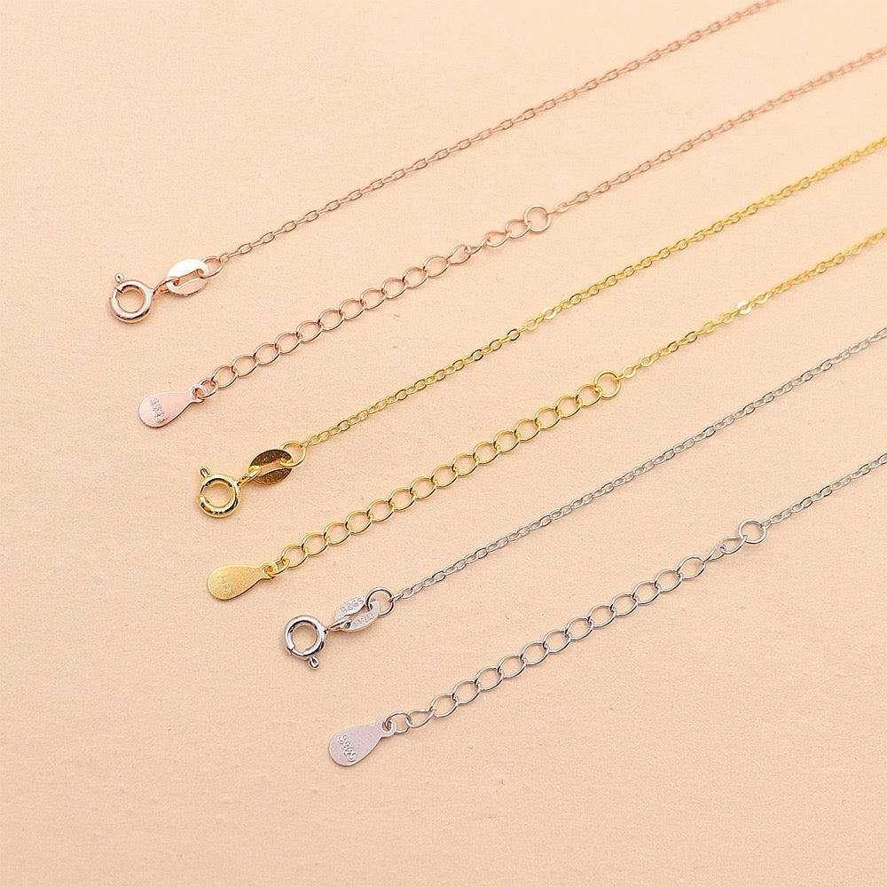 S925 Sterling Silver Cross Chain with Tail/Classic Versatile O-Link Chain