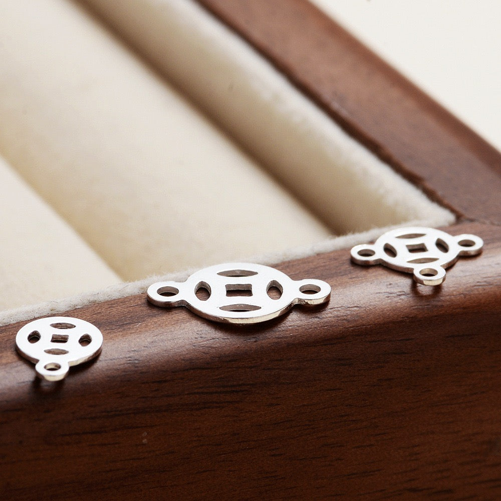 S925 Sterling Silver Openwork Coin Accessories