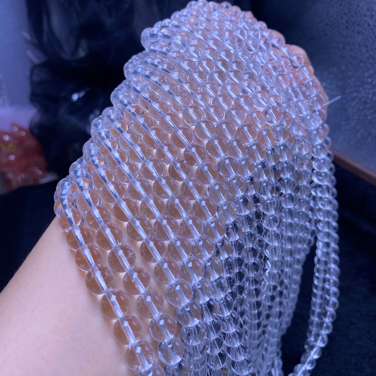 A+ clear quartz strands