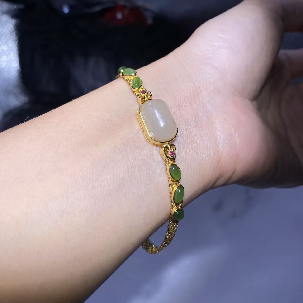 Saddle Green Jade Bracelet