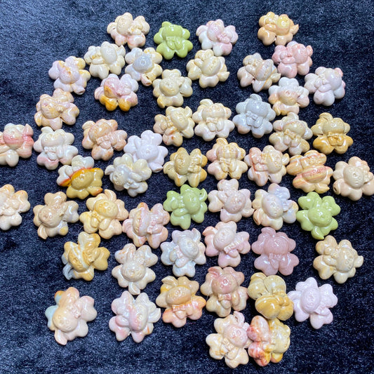 Natural Alashan Agate Carved charms Clover