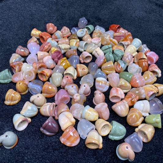 Natural Alashan Agate Christmas Hat Carved charms