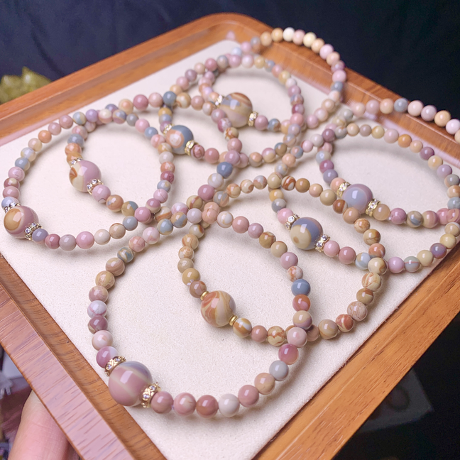 【Alashan agate bracelets】Colored caramel agate beads design