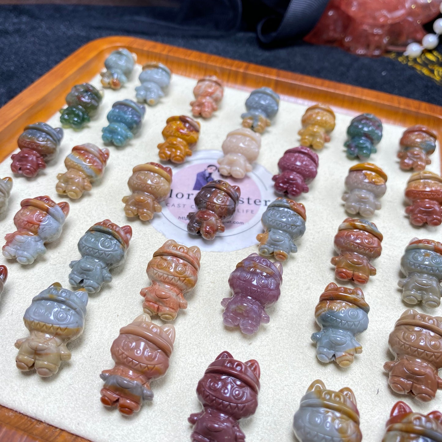 Natural Alashan agate labubu Carved charms