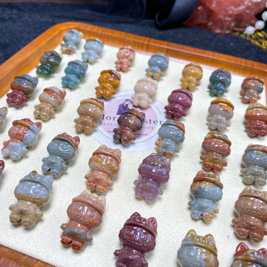 Natural Alashan agate labubu Carved charms