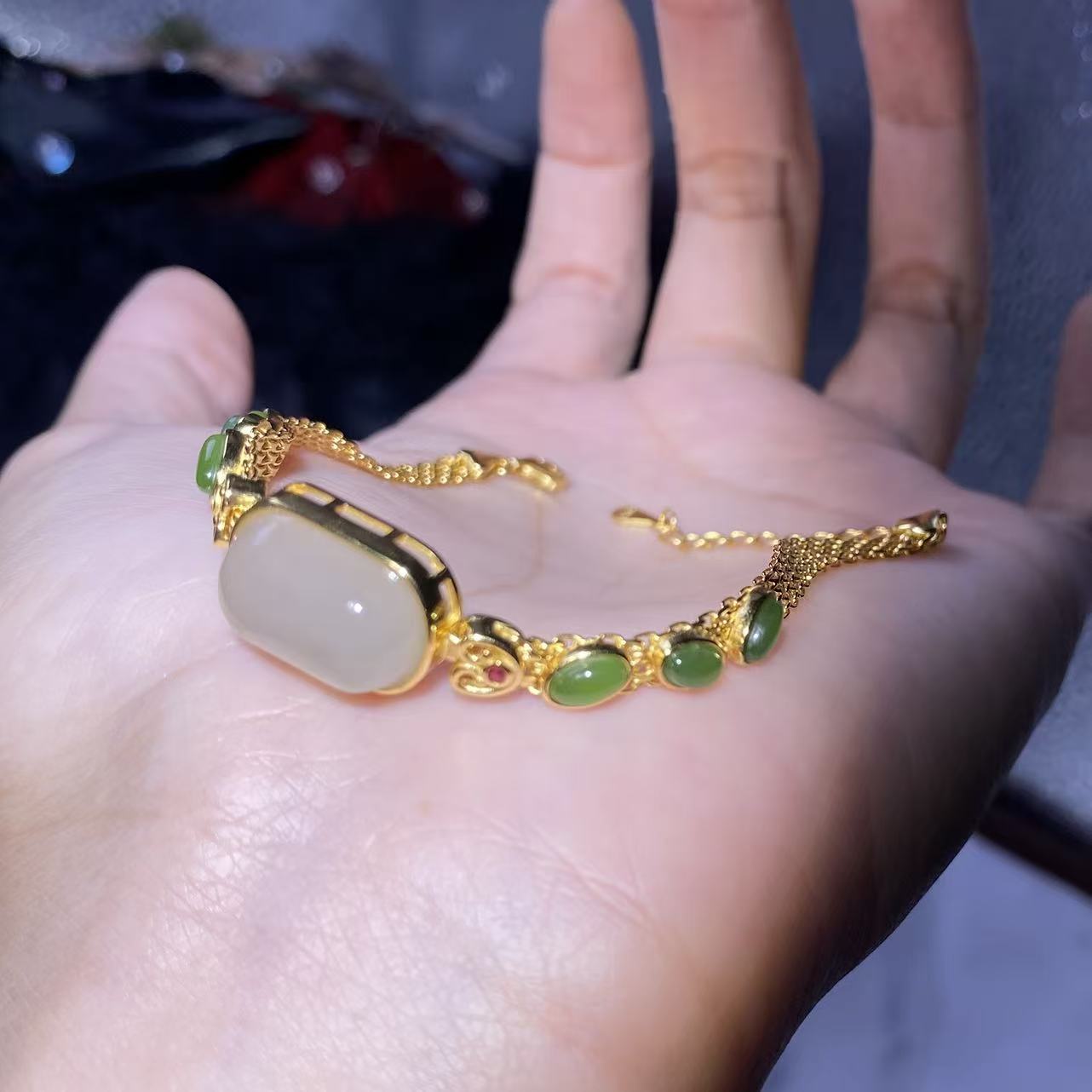 Saddle Green Jade Bracelet