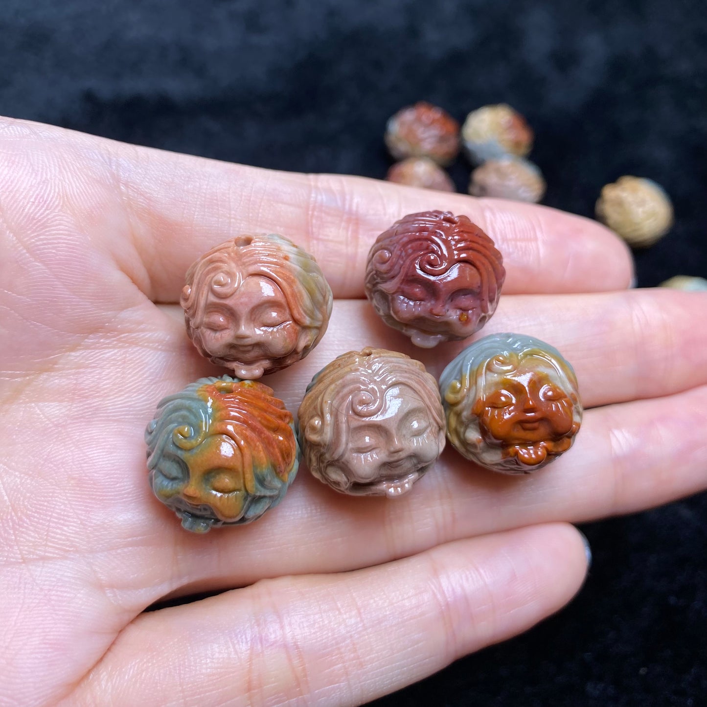 Natural Alashan Agate Mermaid Head Carving Decoration