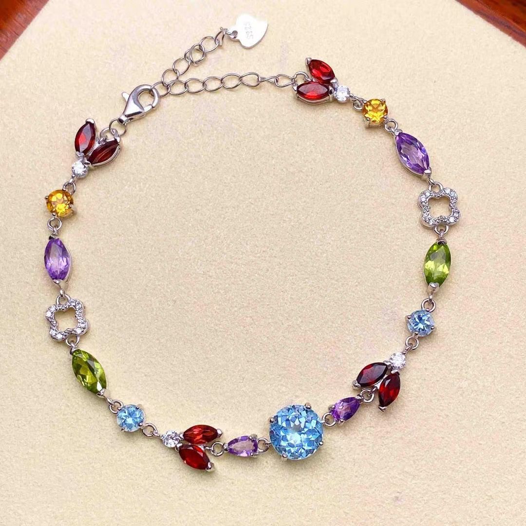 Natural Crystal Multi-Gemstone Bracelet
