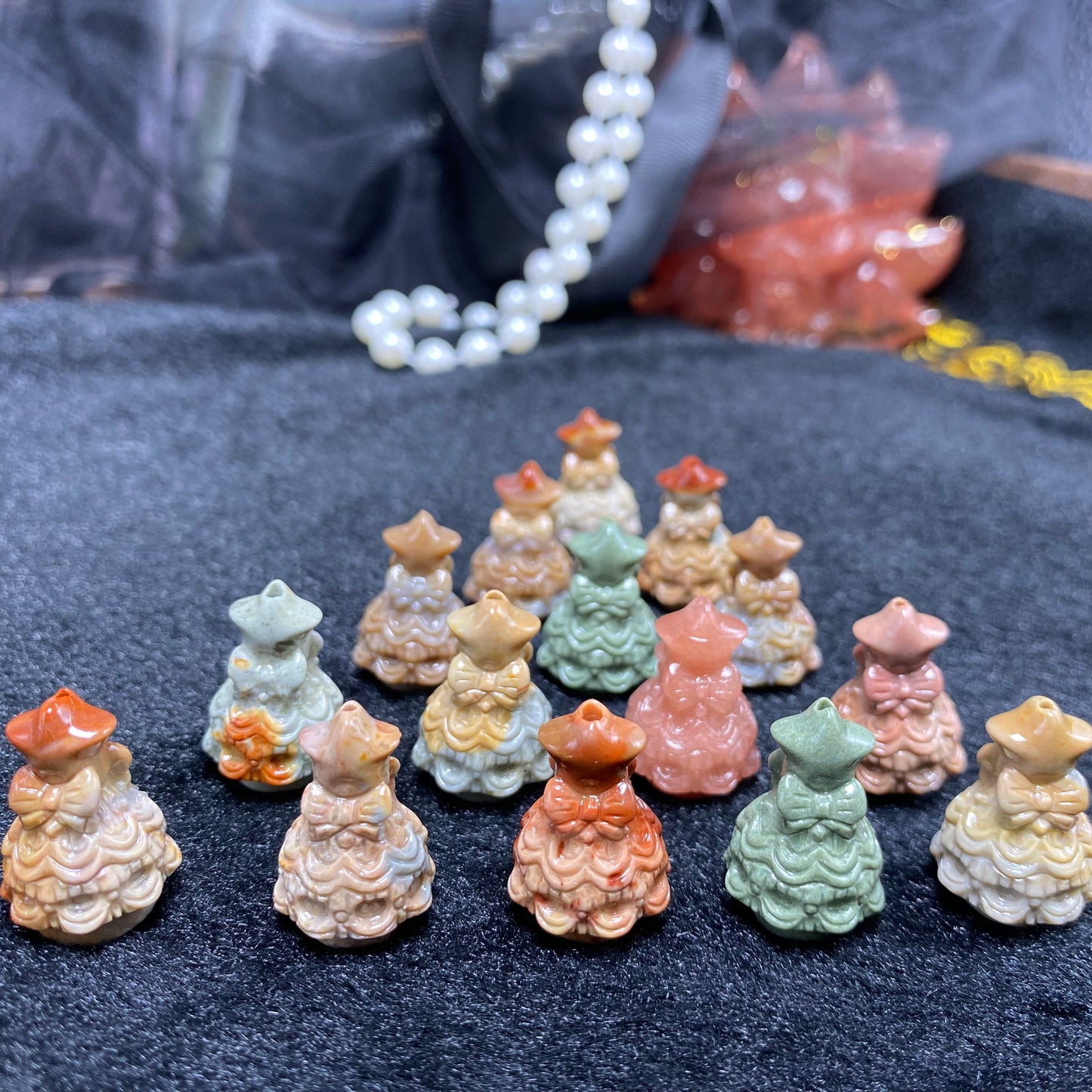 Natural Alashan Agate Christmas Tree Carving Pendant