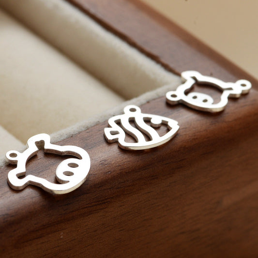 S925 Sterling Silver Cartoon Tag DIY Accessories