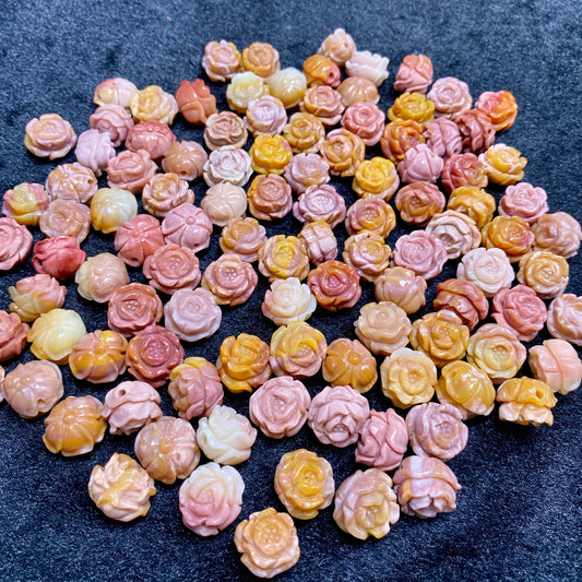 Natural Alashan Agate Pink Mango Rose carved  charms