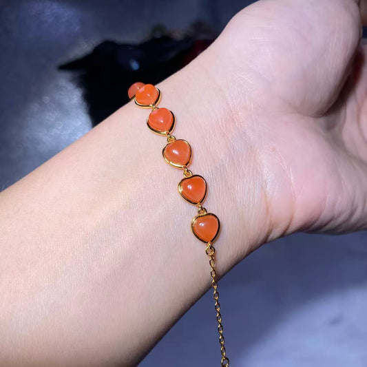 South Red Agate Heart Bracelet