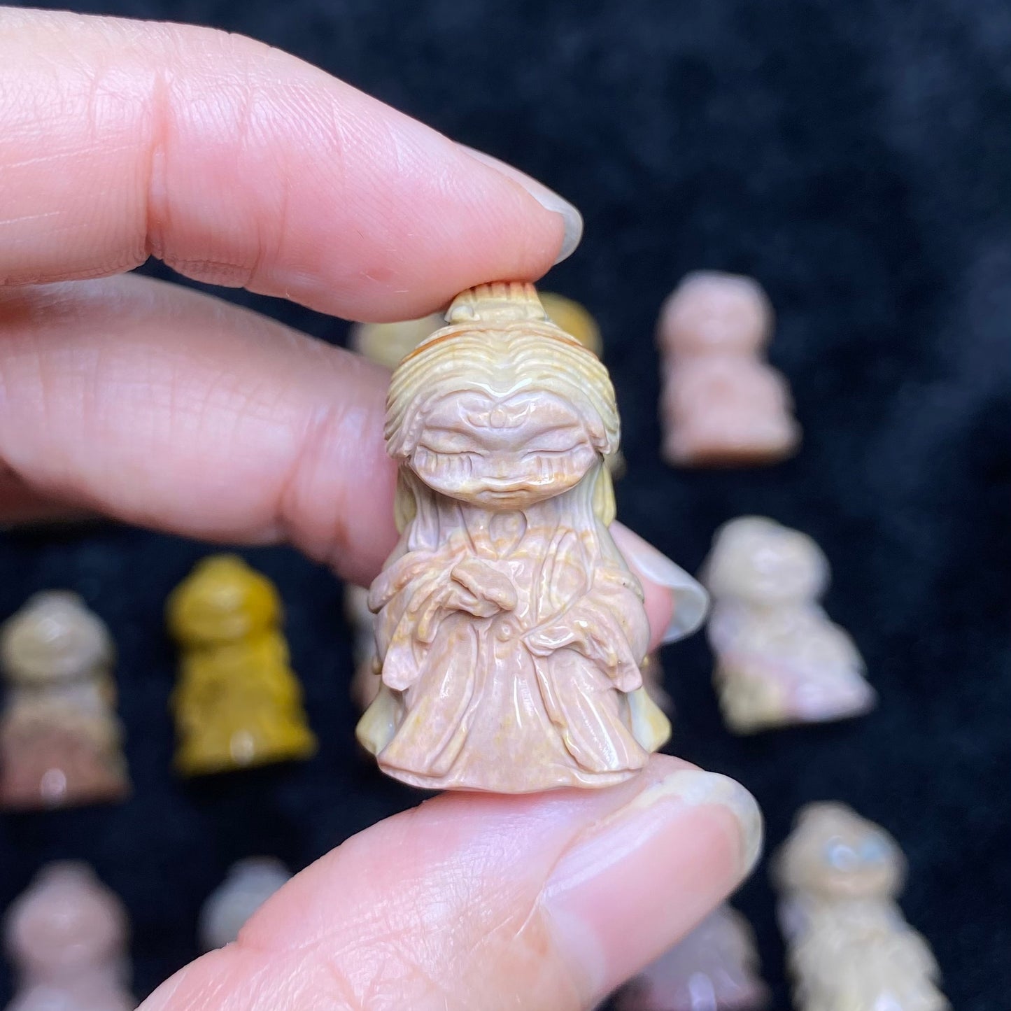 Natural Alashan Agate Yang Yu Huan Carved charms