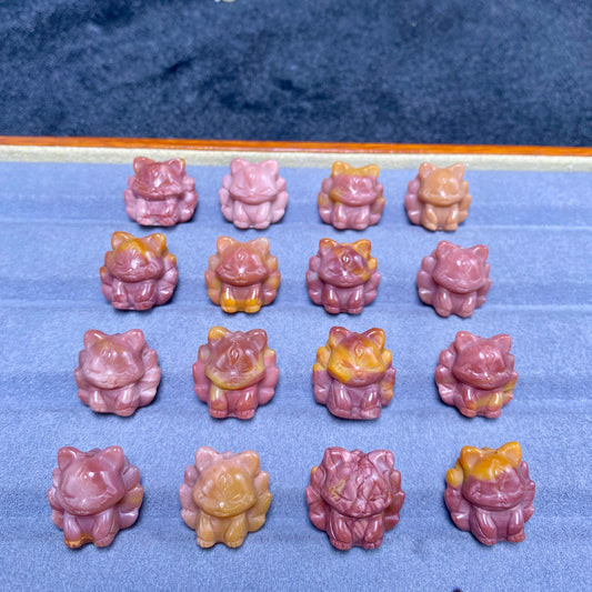 Natural Alashan Agate Pink Mango Nine-Tailed Carved charms