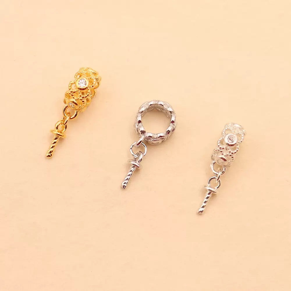 Sterling Silver 925 Exquisite Zirconia Flower Wreath Pendant