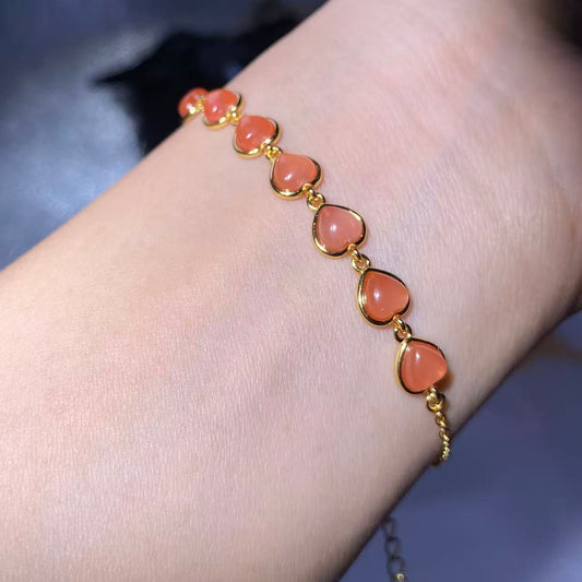South Red Agate Heart Bracelet