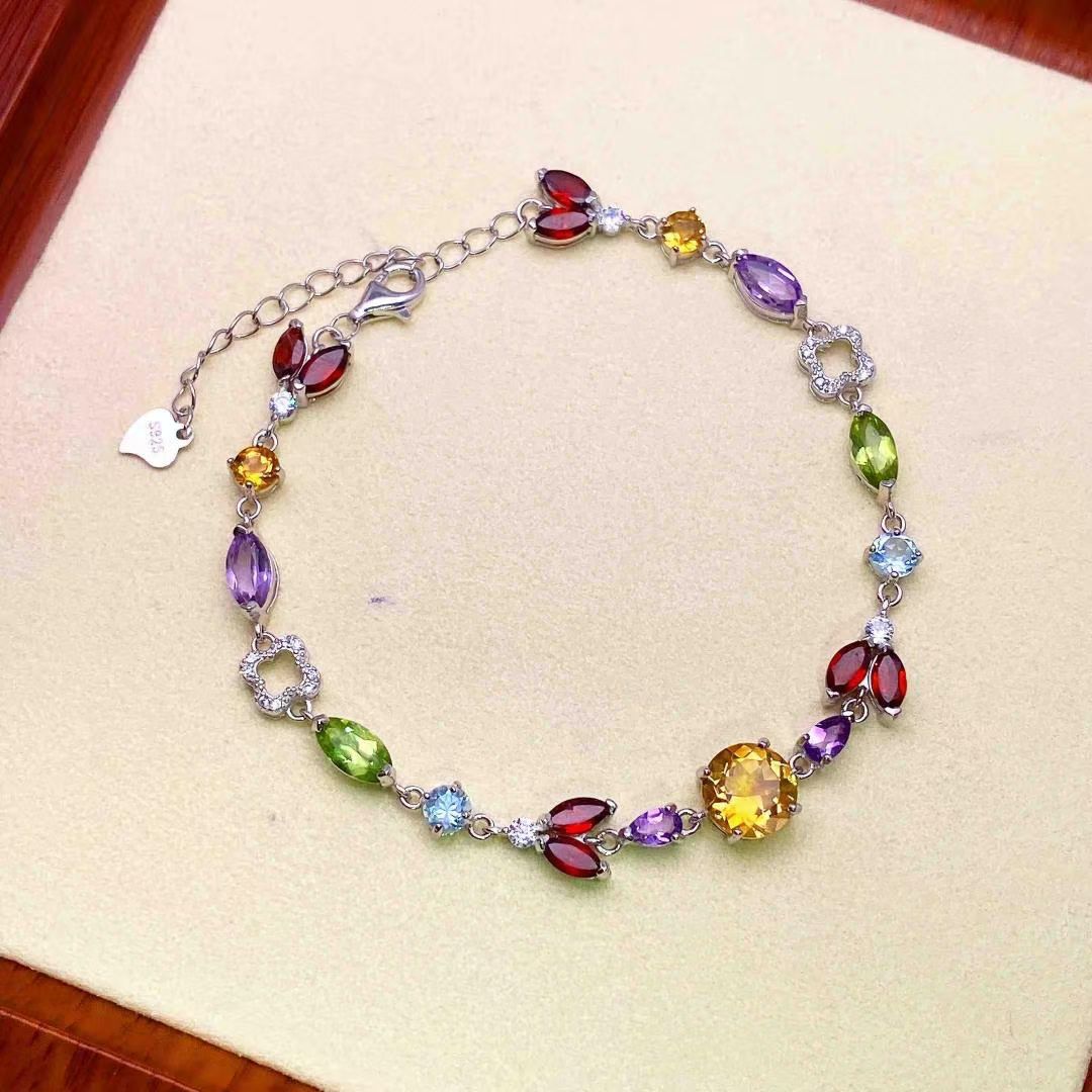 Natural Crystal Multi-Gemstone Bracelet