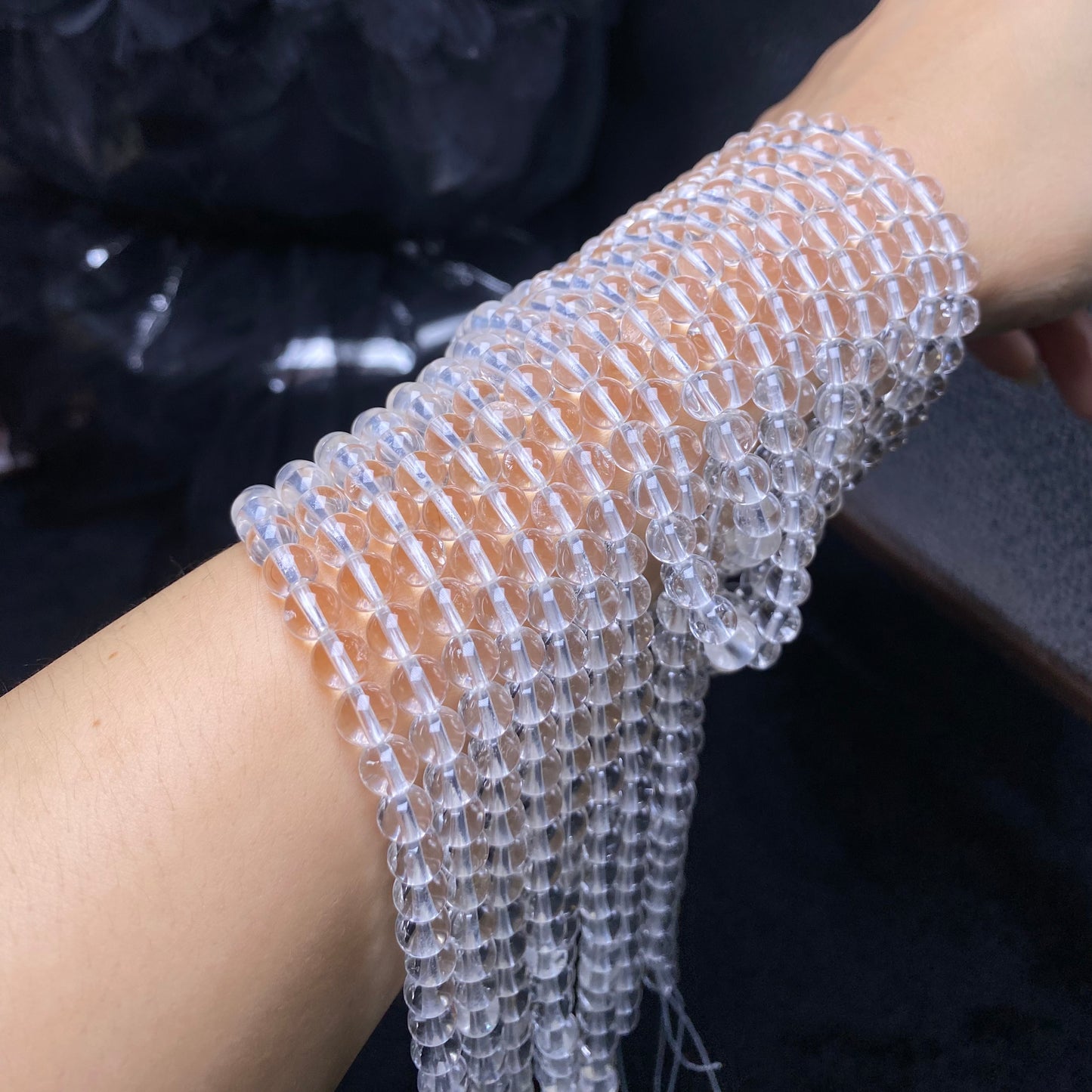 A+ clear quartz strands