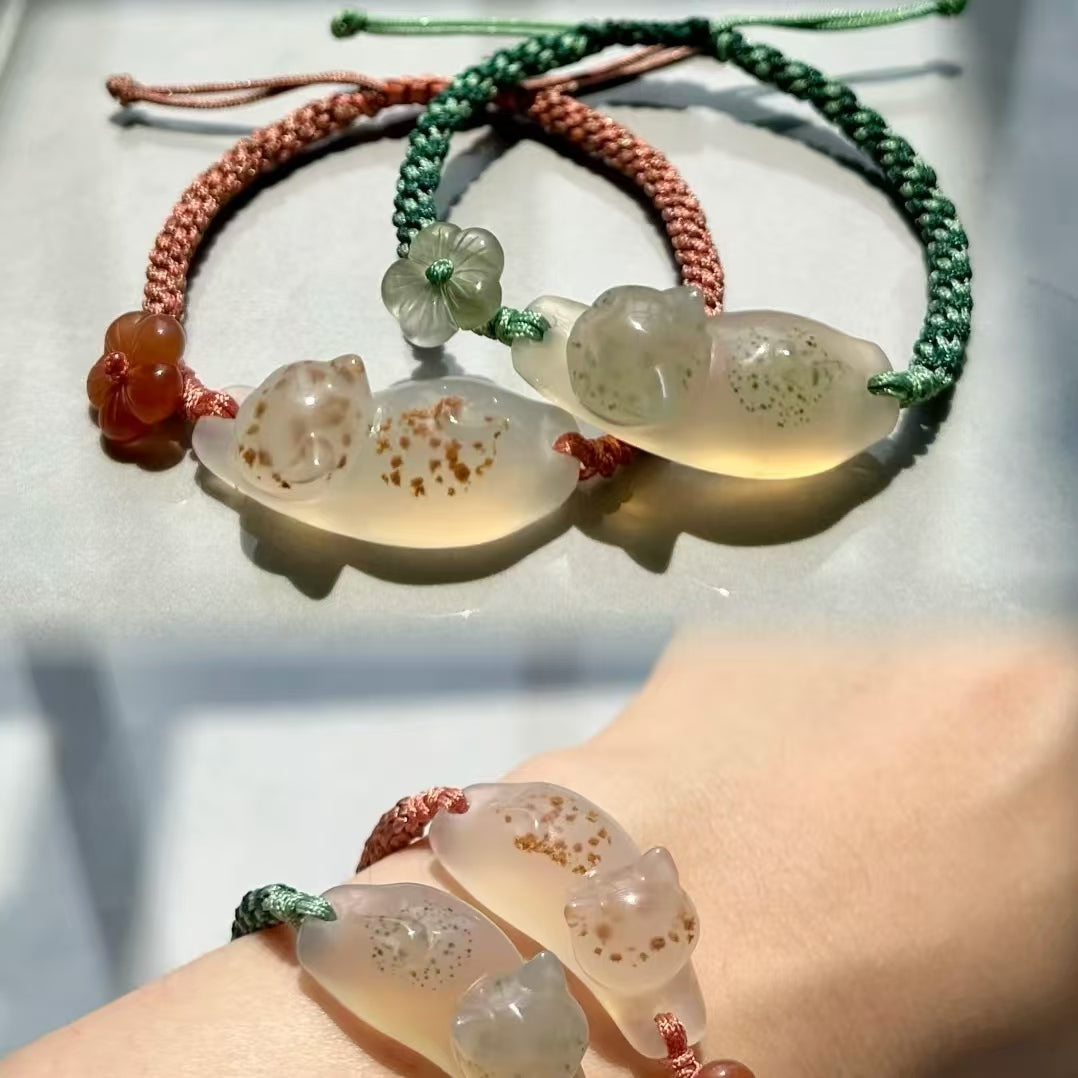 【Alashan Agate Charm】 lying cat 趴趴猫