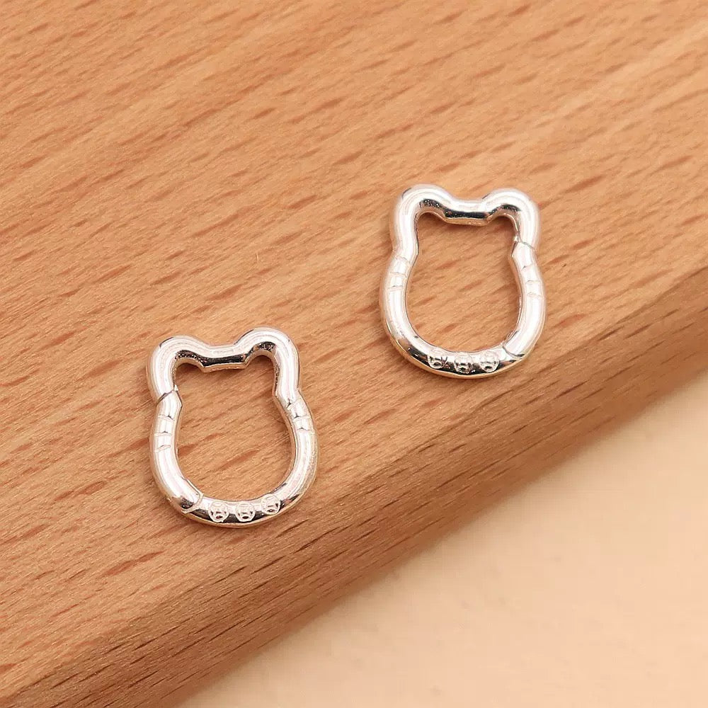 S925 Sterling Silver Lucky Cat Spring Clasp