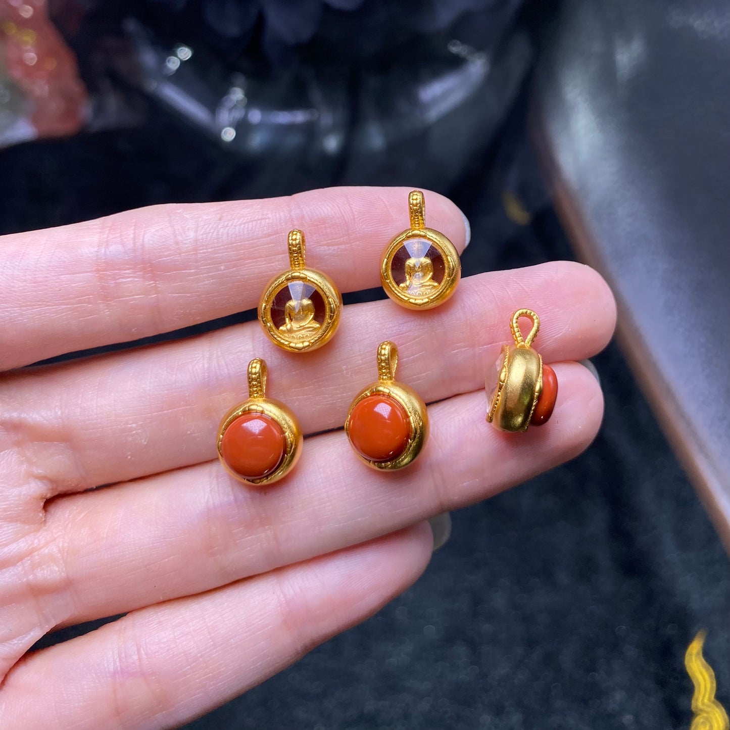 South Red Agate Buddha Pendant