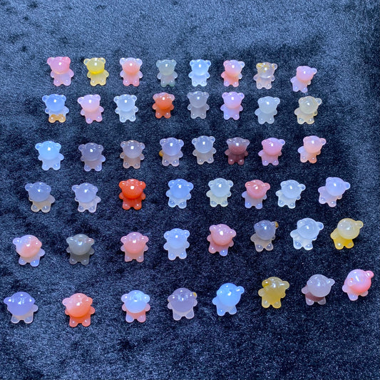 Natural Alashan Agate Jade-like Bear Carving Charms