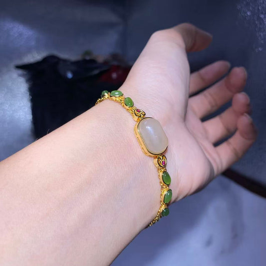 Saddle Green Jade Bracelet