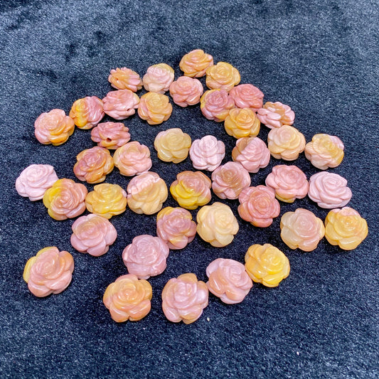 Natural Alashan agate  double-sided flower carved charms