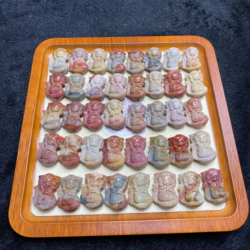 Natural Alashan Agate Mermaid Carved charms