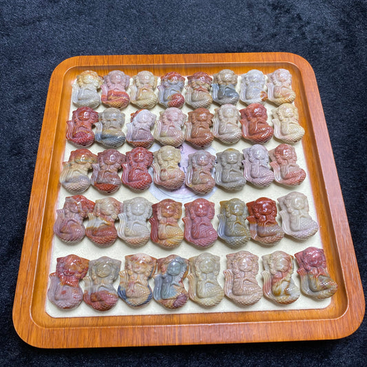 Natural Alashan Agate Mermaid Carved charms