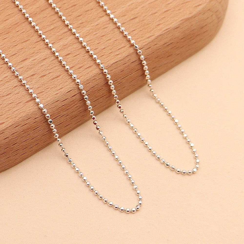 S925 Sterling Silver Square Bead Necklace