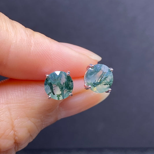 Moss agate stud earrings
