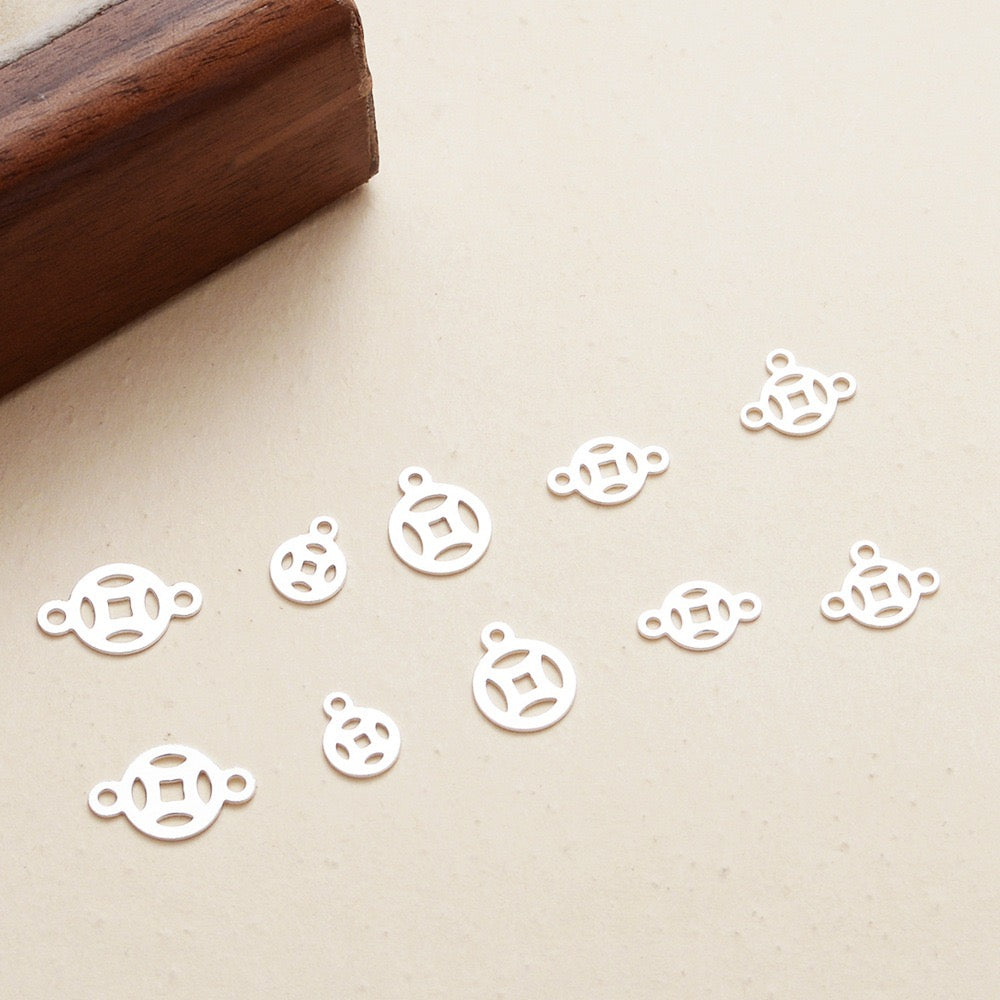 S925 Sterling Silver Openwork Coin Accessories