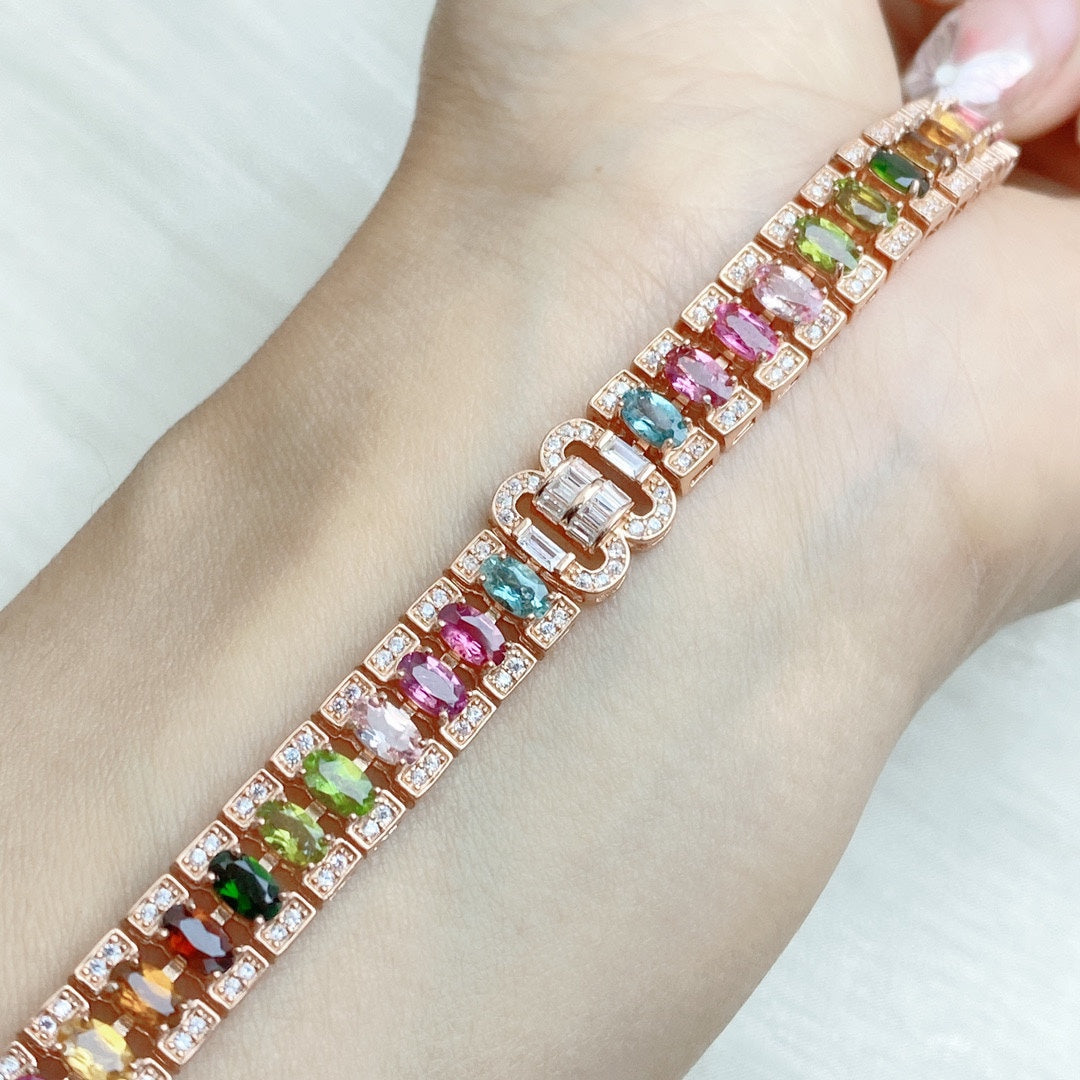 【S925】Rainbow Grace Tourmaline Bracelet